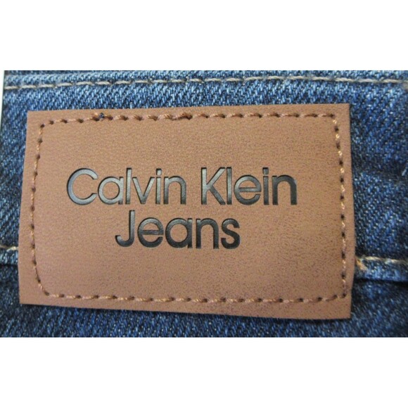 CALVIN KLEIN High Rise Straight Leg‎ Jeans Sz 12 Dark Blue Crop Ankle Denim NWT - Picture 10 of 14